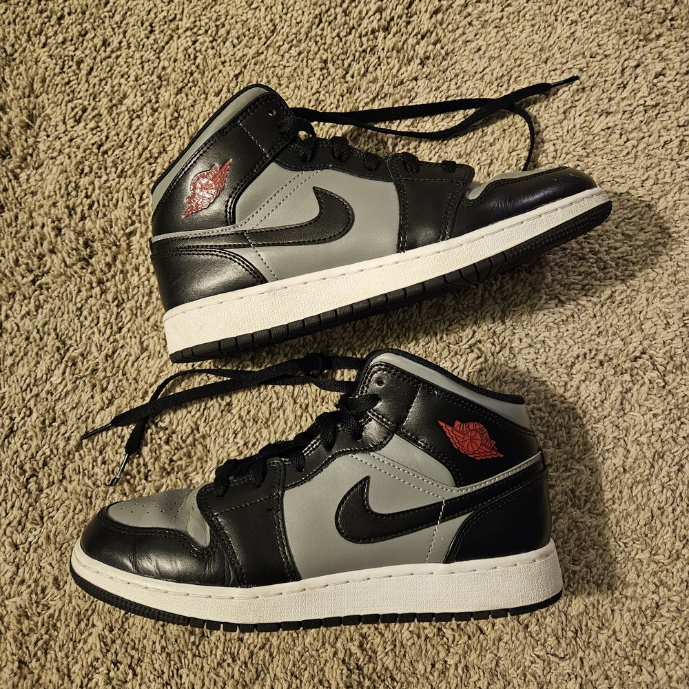 Jordan Black and Gray Sneakers with Red Logo